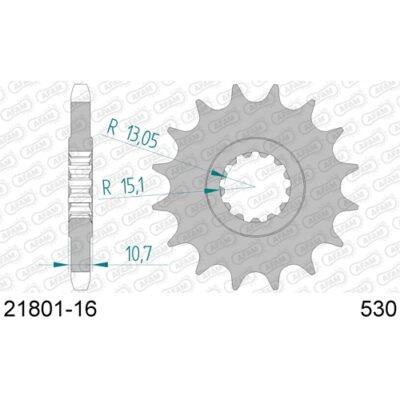 21801-16 / Pignone Trasmissione AFAM Cod.21801 Per Yamaha R1 Da 16 Denti - Passo 530-0